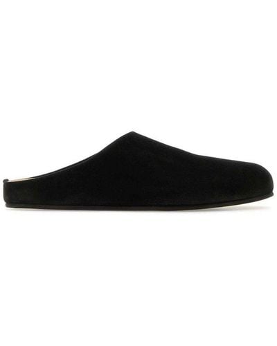 The Row Round-toe Slip-on Slippers - Black
