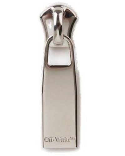 Off-White c/o Virgil Abloh Logo Engraved Zip Drop Earring - White
