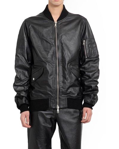 Giorgio Brato Zipped Leather Bomber Jacket - Black