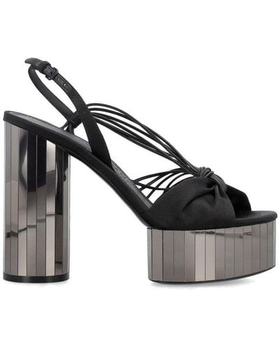 Ferragamo Sabina Mirrored Heel Platform Sandals - Black