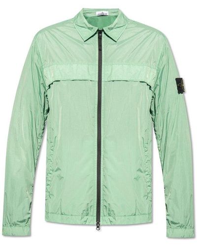 Stone Island Crinkle Reps Zipped Shirt Jacket - Green