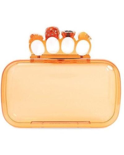 Alexander McQueen Four Ring Logo Detailed Clutch Bag - Orange