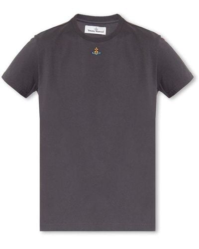 Vivienne Westwood Orb Logo-embroidered Crewneck T-shirt - Brown