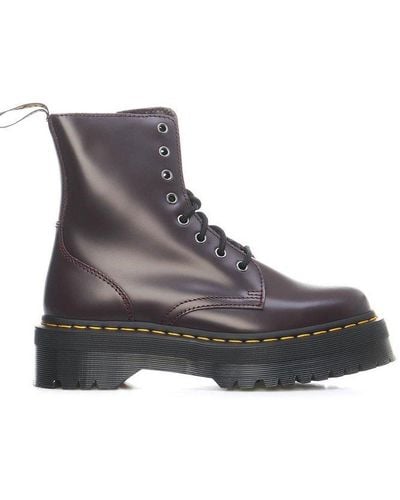 Dr. Martens Round Toe Lace-up Chunky Boots - Brown