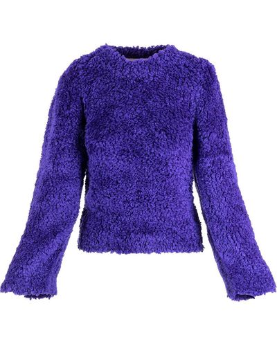 Stella McCartney Textured Knitted Cropped Sweater - Purple