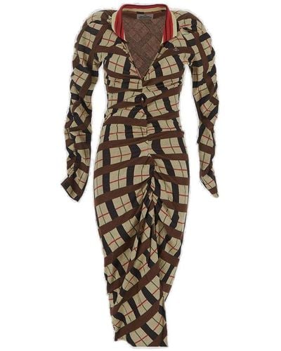 Vivienne Westwood Ruched Midi Dress - Brown