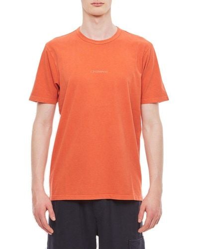 C.P. Company Logo Detailed Crewneck T-shirt - Orange