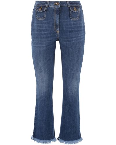 Elisabetta Franchi Cropped Slim Fit Jeans - Blue