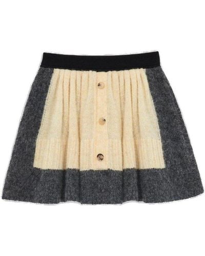 Loewe Colour-block Knitted Skirt - Natural