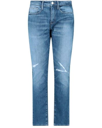 FRAME Straight-fit Cropped Jeans - Blue