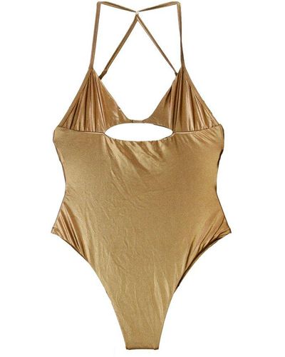The Attico Metallic Cut-out Stretched Swimsuit