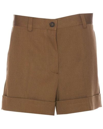 Miu Miu Mid-rise Wide-leg Tailored Shorts - Brown