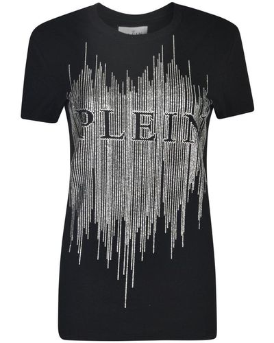 Philipp Plein Logo Embellished T-Shirt - Black