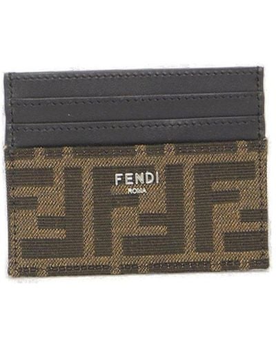 Fendi Ff Jacquard Card Holder - Brown