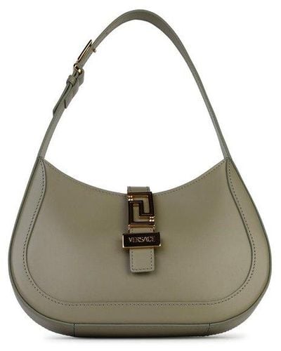 Versace Greca Goddess Logo Plaque Small Shoulder Bag - Metallic