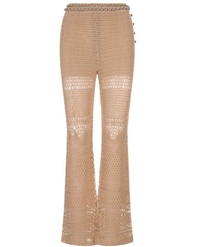 Rabanne Flared Knitted Trousers - Natural