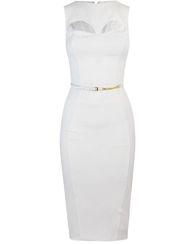 Elisabetta Franchi Cut-out Detailed Belted Midi Dress - White