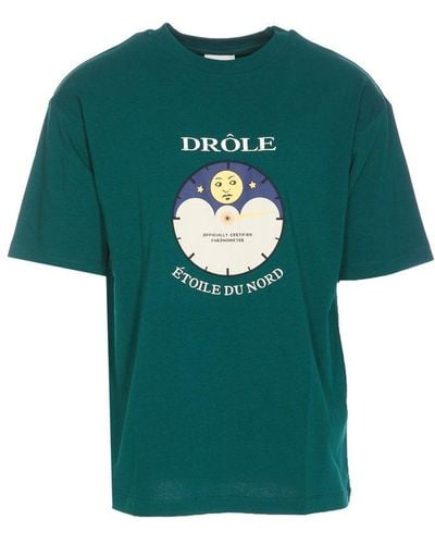 Drole de Monsieur Graphic Printed Crewneck T-shirt - Green