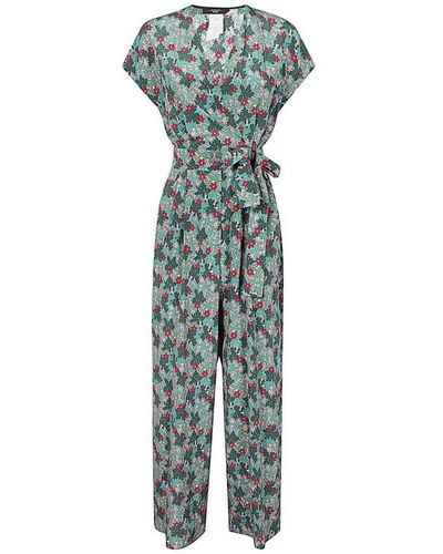Weekend by Maxmara All-over Floral Patterned V-neck Jumpsuit - Green
