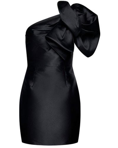 Solace London Tianah One-shoulder Puff Mini Dress - Black