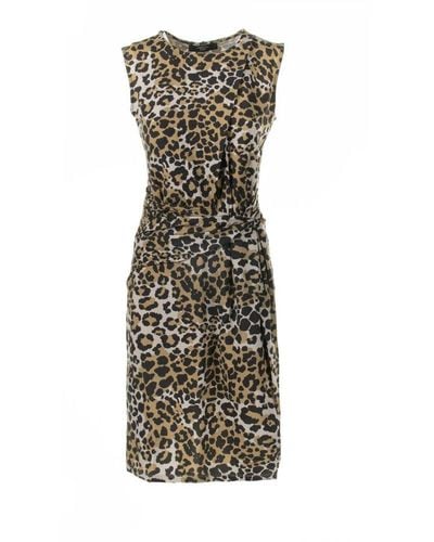 Weekend by Maxmara Leopard Printed Crewneck Dress - Multicolour