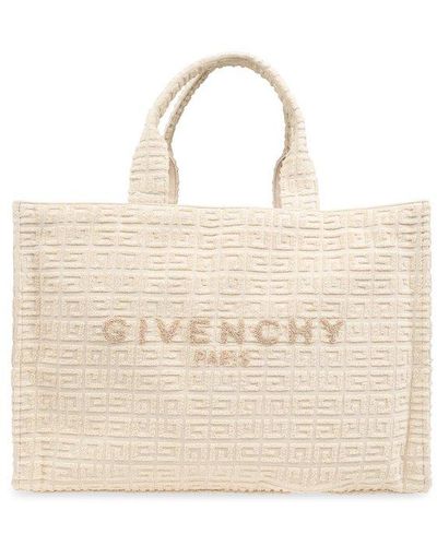 Givenchy Logo Detailed Open Top Tote Bag - Natural