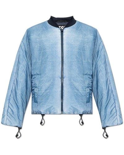 DIESEL 'w-day-print' Puffer Jacket, - Blue