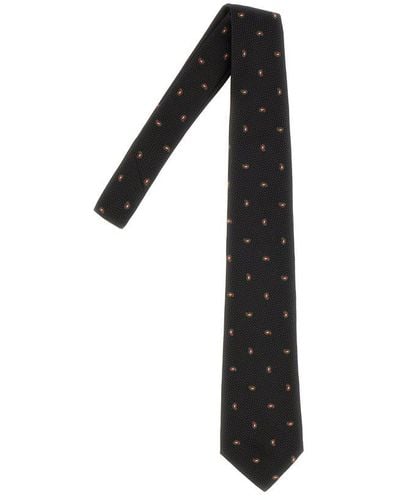 Etro Patterned-jacquard Pointed Tip Tie - Black