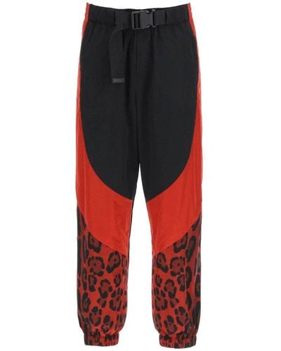 Dolce & Gabbana Belted Waist Leopard Printed Pants - Red
