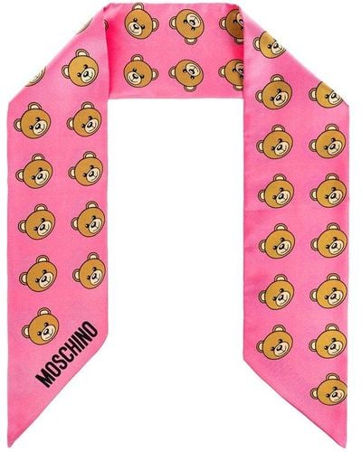Moschino Teddy Bear Pointed-tips Scarf - Pink