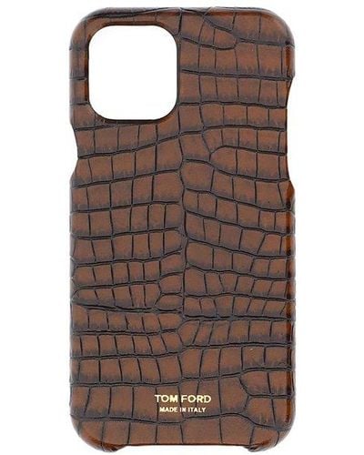 Tom Ford Logo Printed Embossed Iphone X/xs Case - Brown