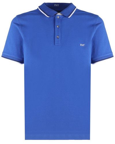 Fay Logo Embroidered Short-sleeved Polo Shirt - Blue