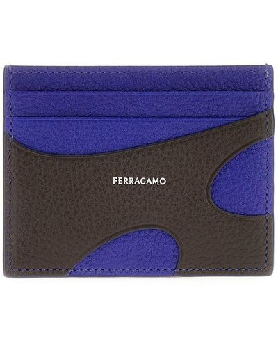 Ferragamo Two-toned Cut Out Detailed Card Holder - Blue