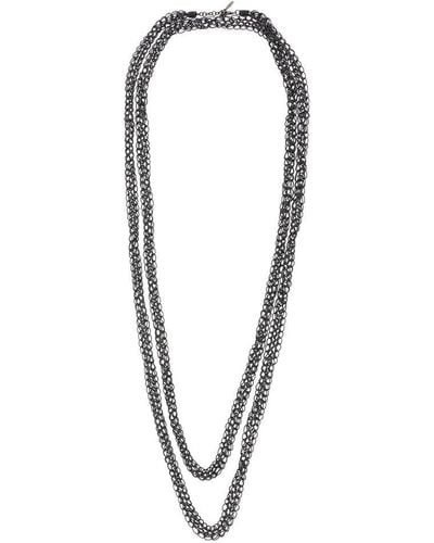 Brunello Cucinelli 'precious Loops' Black Necklace With Monile Embellishment In Brass - Blue