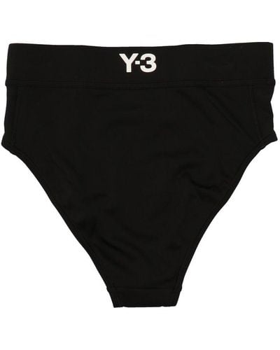 Y-3 Logo Printed Bikini Bottoms - Black