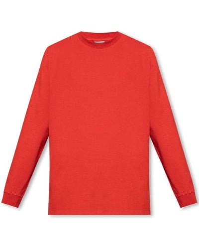 Jacquemus Logo Printed Crewneck Long Sleeve T-shirt - Red