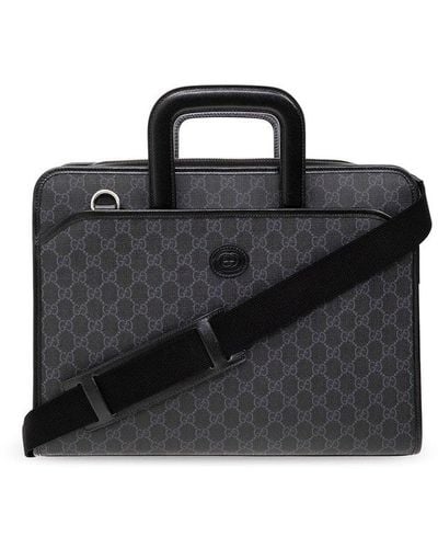 Gucci Briefcase From 'GG Supreme' Canvas - Black