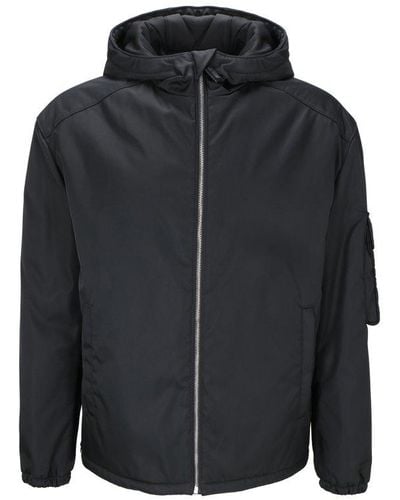 Prada Zip-up Hooded Blouson Jacket - Black