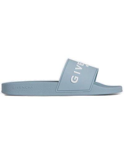 Givenchy Logo Detailed Open Toe Slides - Blue