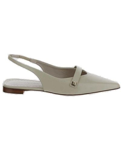 Max Mara Pointed Toe Slingback Flat Shoes - White
