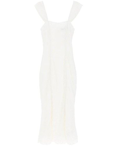 ROTATE BIRGER CHRISTENSEN Lace Wide Strap Midi Dress - White
