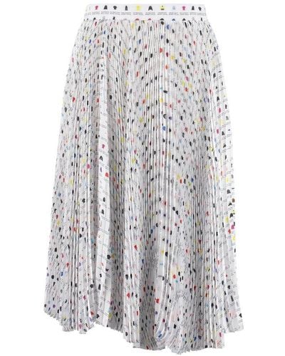 Balenciaga Printed Pleated Skirt - White
