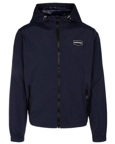 Duvetica Logo-patch Hooded Zipped Jacket - Blue
