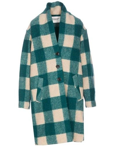 Isabel Marant Checked Button-up Coat - Blue