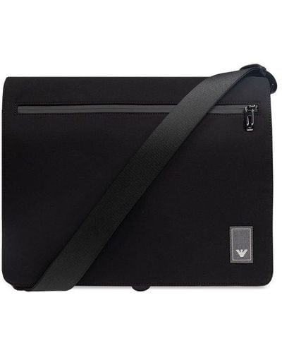 Emporio Armani Shoulder Bag With Logo Patch - Black