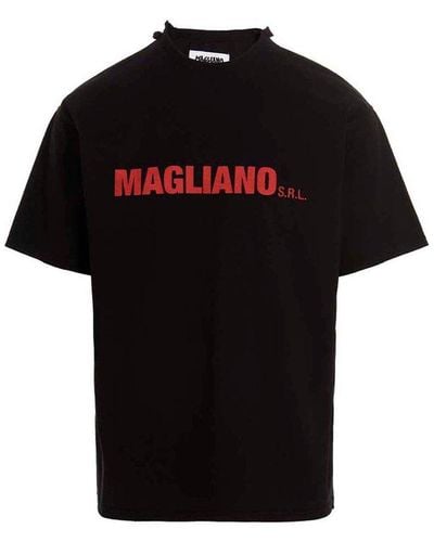 Magliano Logo Printed Crewneck T-shirt - Black