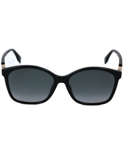 Fendi Side-logo Plaque Rectangle Framed Sunglasses - Black