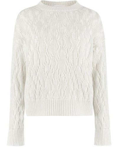 Fabiana Filippi Lurex Detailed Cable Knit Sweater - White