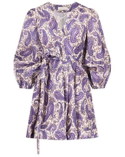 Zimmermann Devi Paisley-print Wrap Dress - Purple