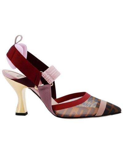 Fendi Colibrì Mesh High-heeled Slingback Court Shoes - Red